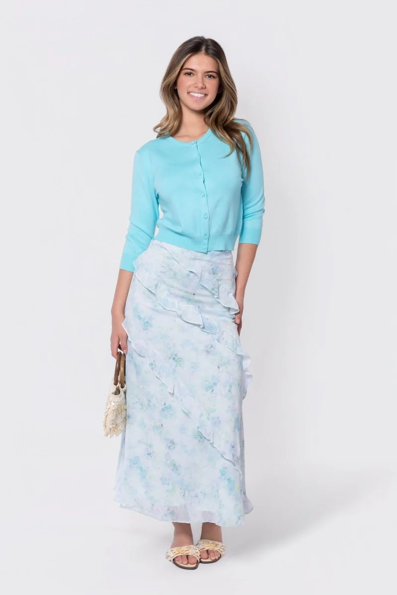3/4 Sleeve Knit Cardigan (Mint) - Image 2