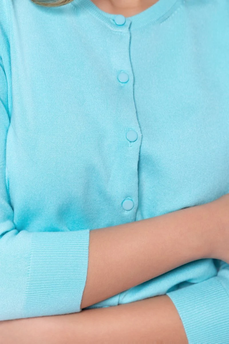 3/4 Sleeve Knit Cardigan (Mint) - Image 4