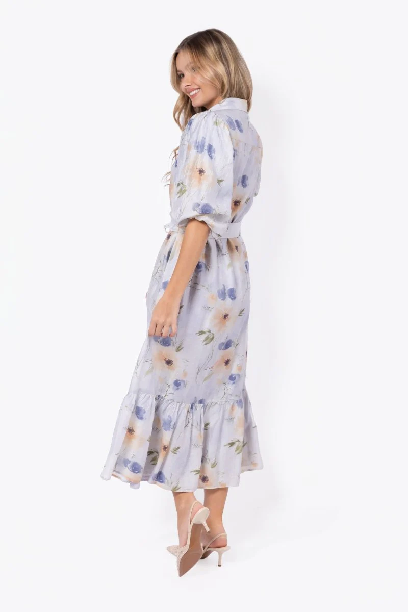 Alice Dress Short Sleeve (Beige/Purple) - Image 3