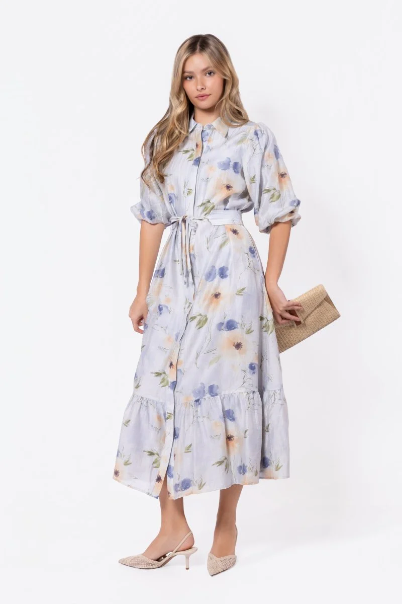 Alice Dress Short Sleeve (Beige/Purple) - Image 6