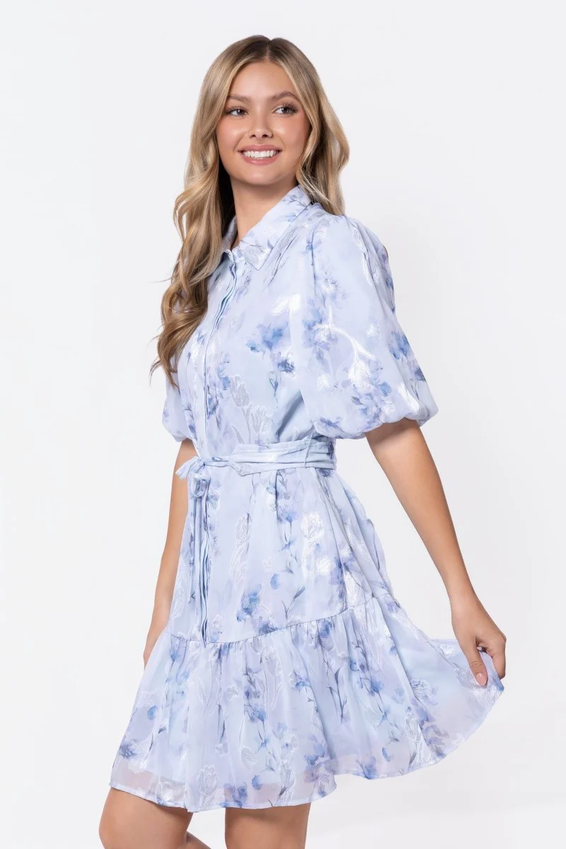 Allie Dress Short Sleeve 37" (Blue Flower) - Image 3