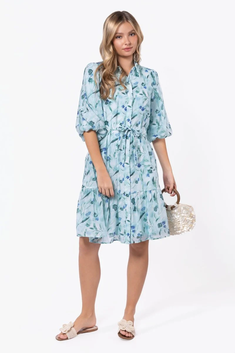 Allie Dress Short Sleeve 41" (Green Flower) - Image 2