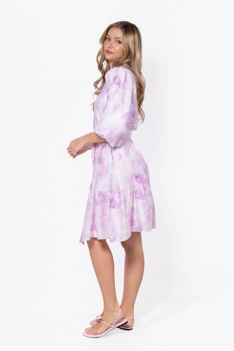 Allie Dress Short Sleeve 41" (White/Pink) - Image 2