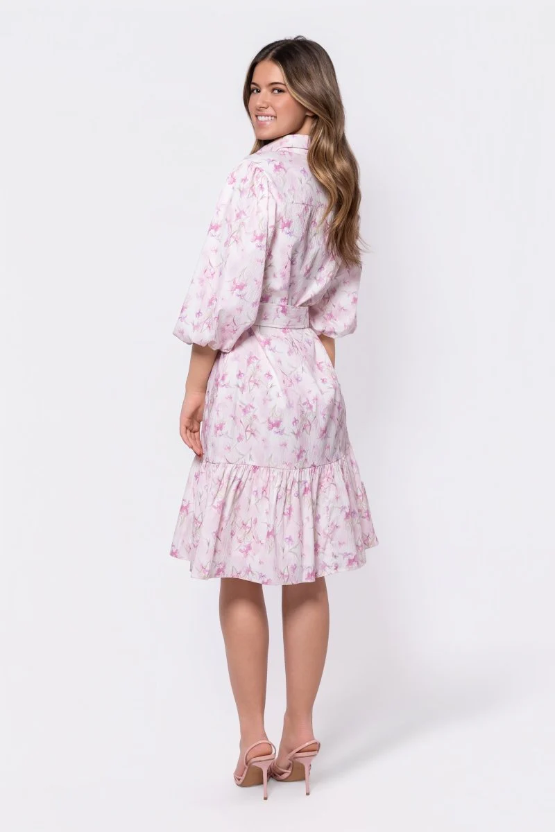 Allie Dress Short Sleeve 42" (Ivory/Purple) - Image 4