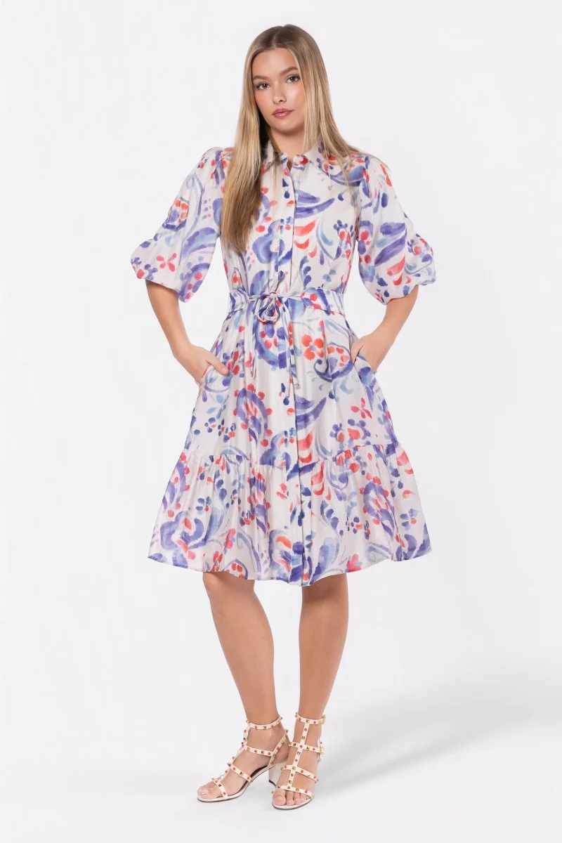 Allie Dress Short Sleeve 42" (Purple/Red) - Image 3