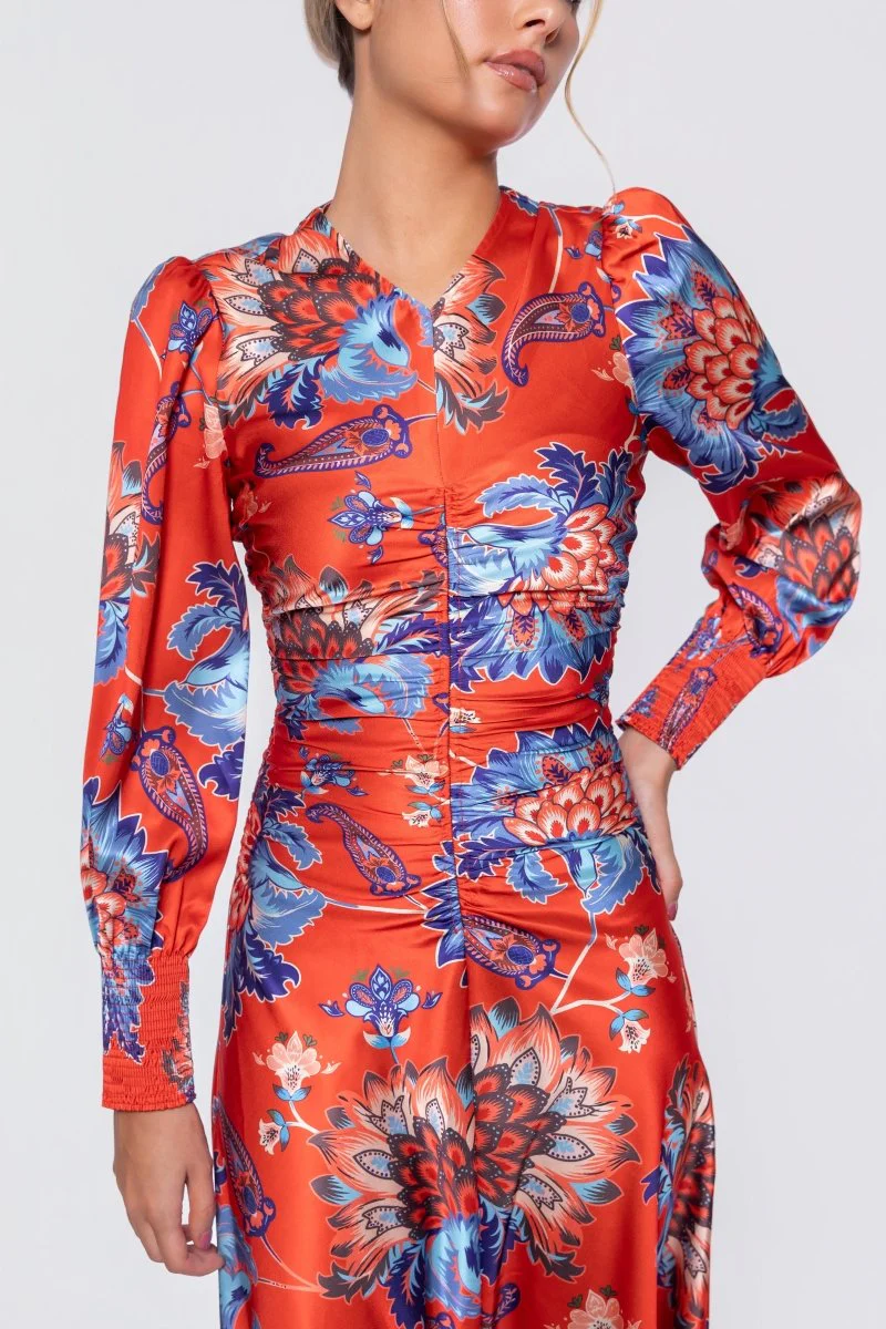 Audrey Dress Long Sleeve (Red/Blue) - Image 6