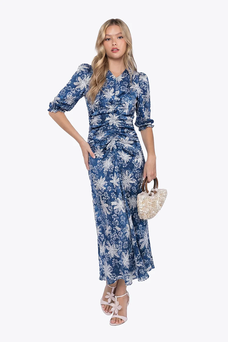 Audrey Dress Short Sleeve (Blue Flower)