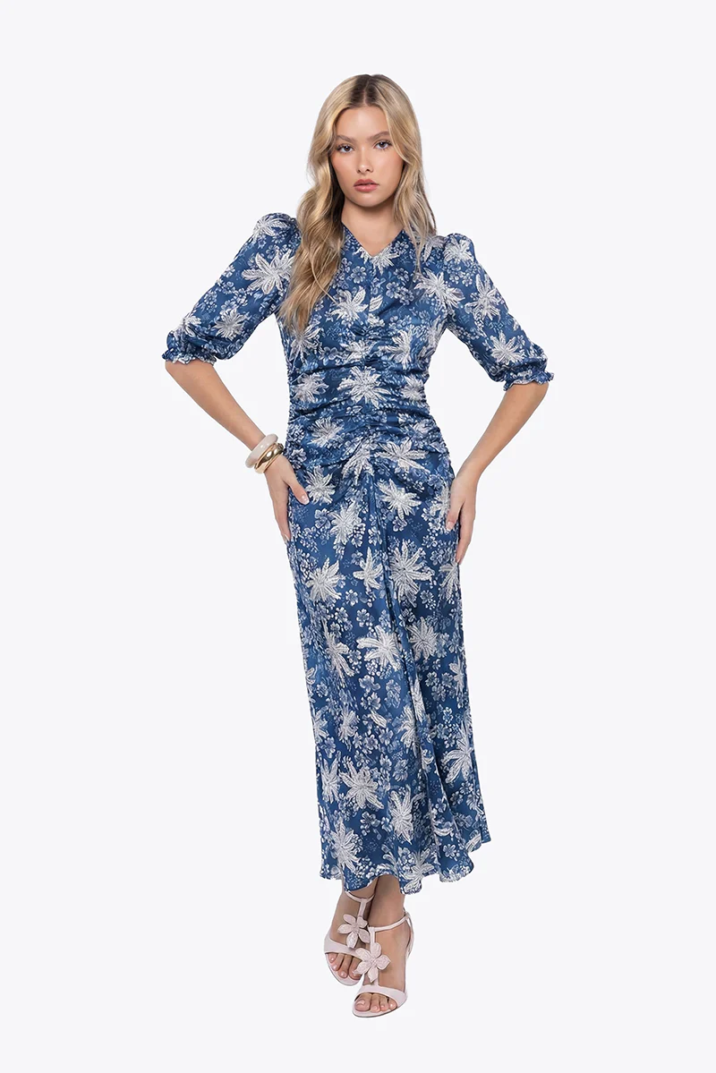 Audrey Dress Short Sleeve (Blue Flower) - Image 2