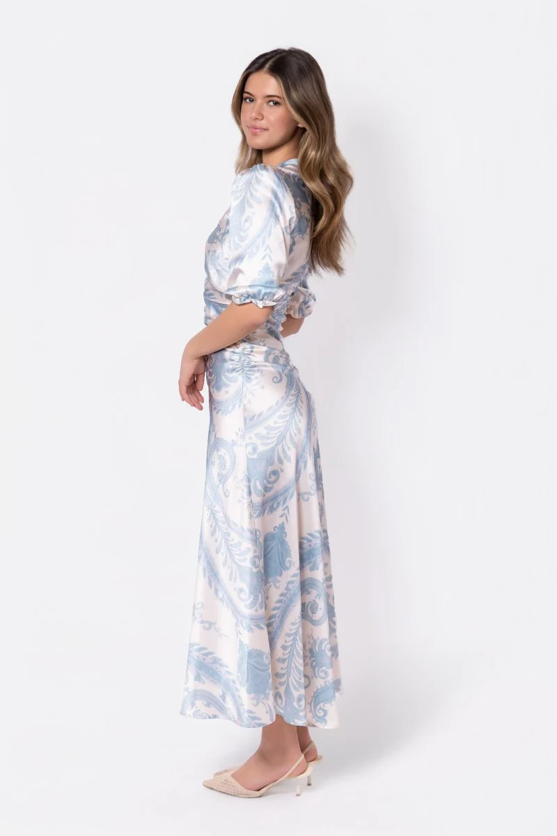 Audrey Dress Short Sleeve (Ivory/Blue) - Image 3