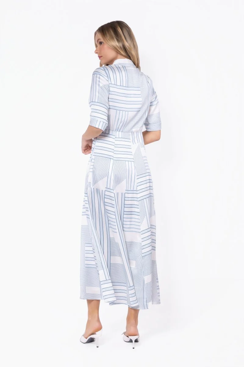 Aviana Dress (White/Blue) - Image 4