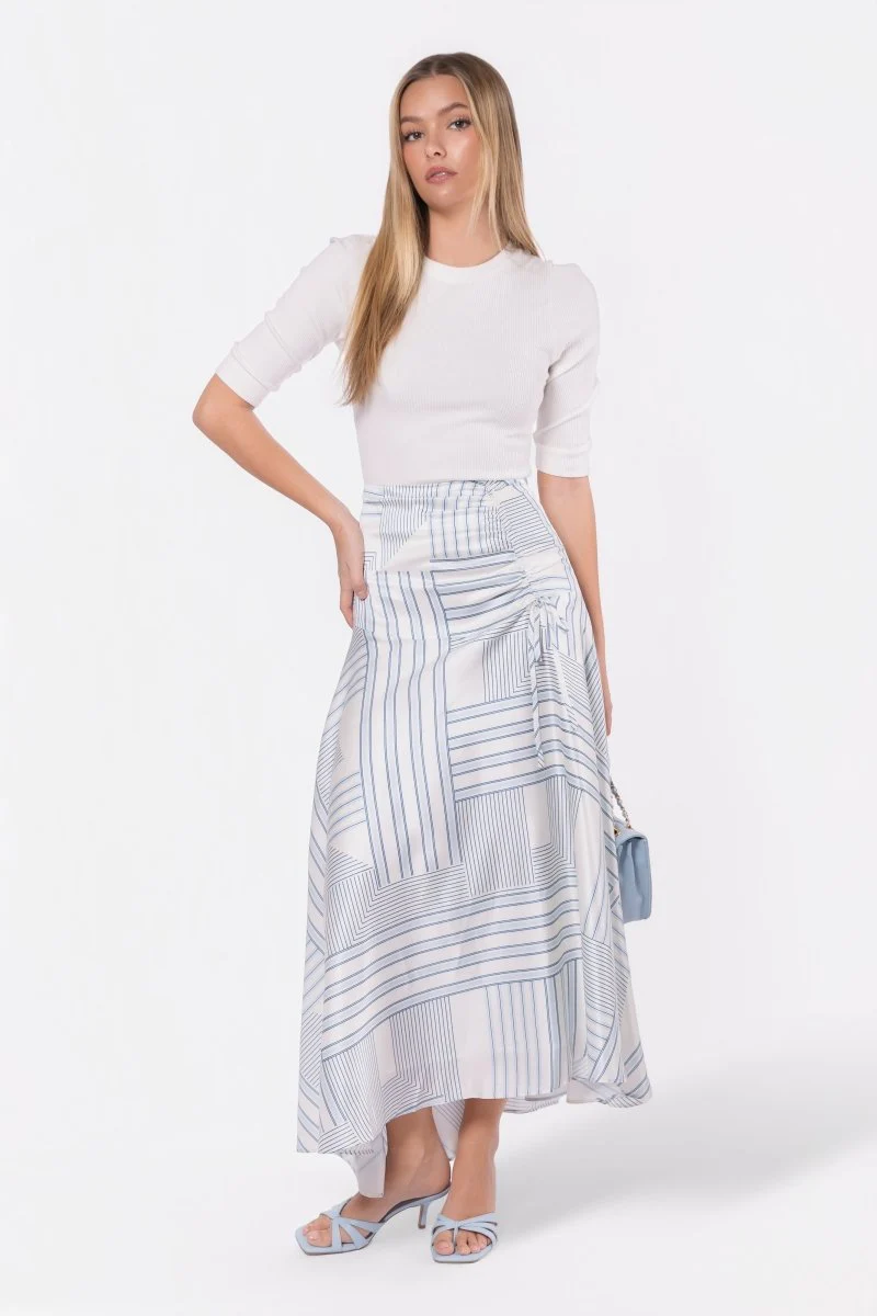 Aviana Skirt (White/Blue) - Image 7