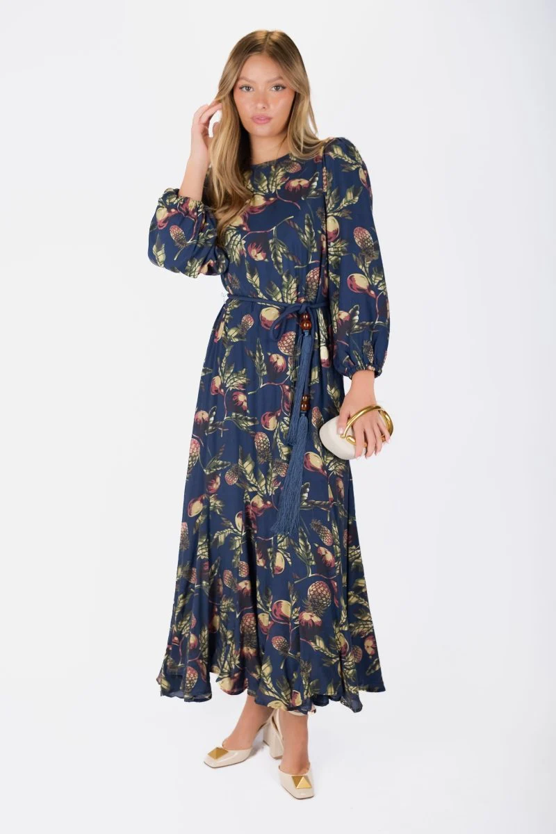 Catherine Dress 53" (Navy Pattern) - Image 6