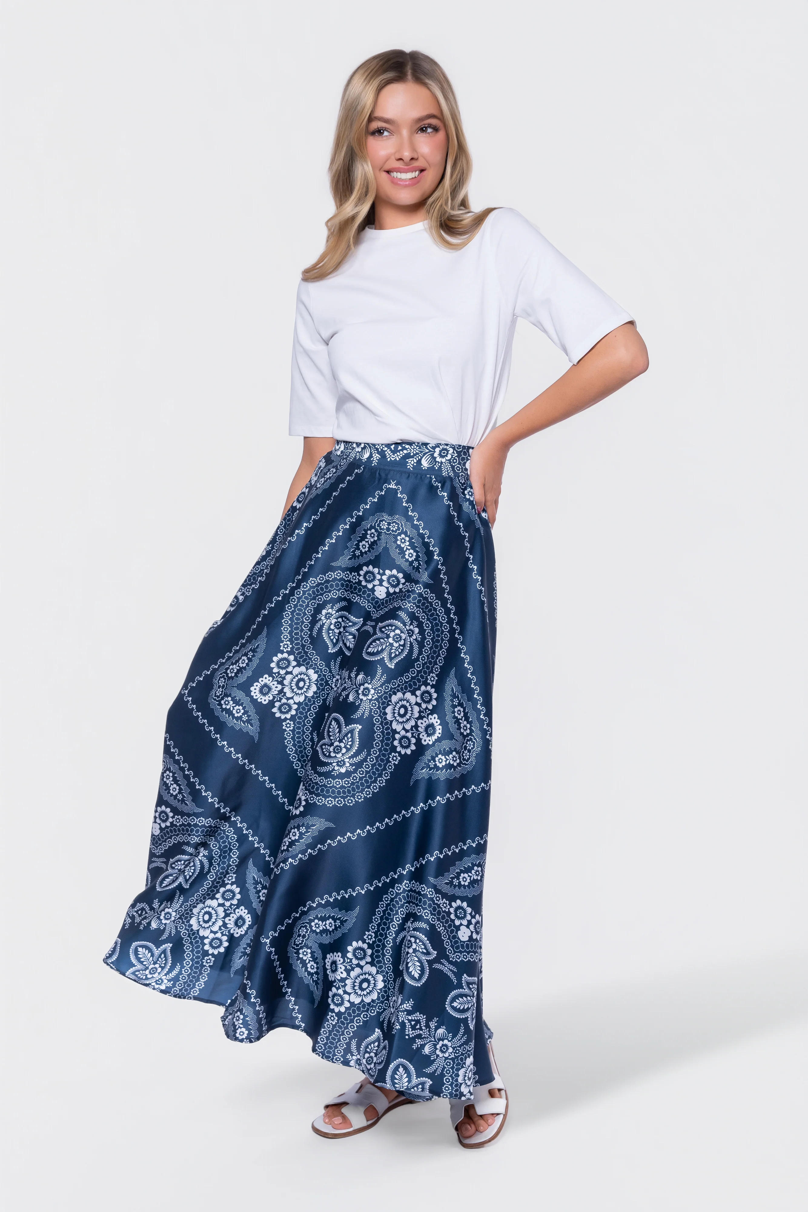 Ella Skirt 38" (Navy Ground) - Image 3