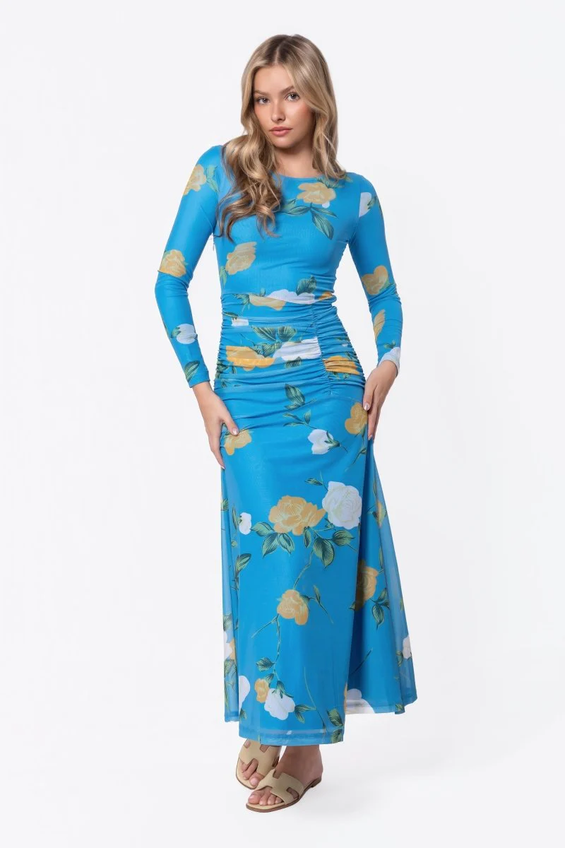 Juliana Dress (Blue Flower)