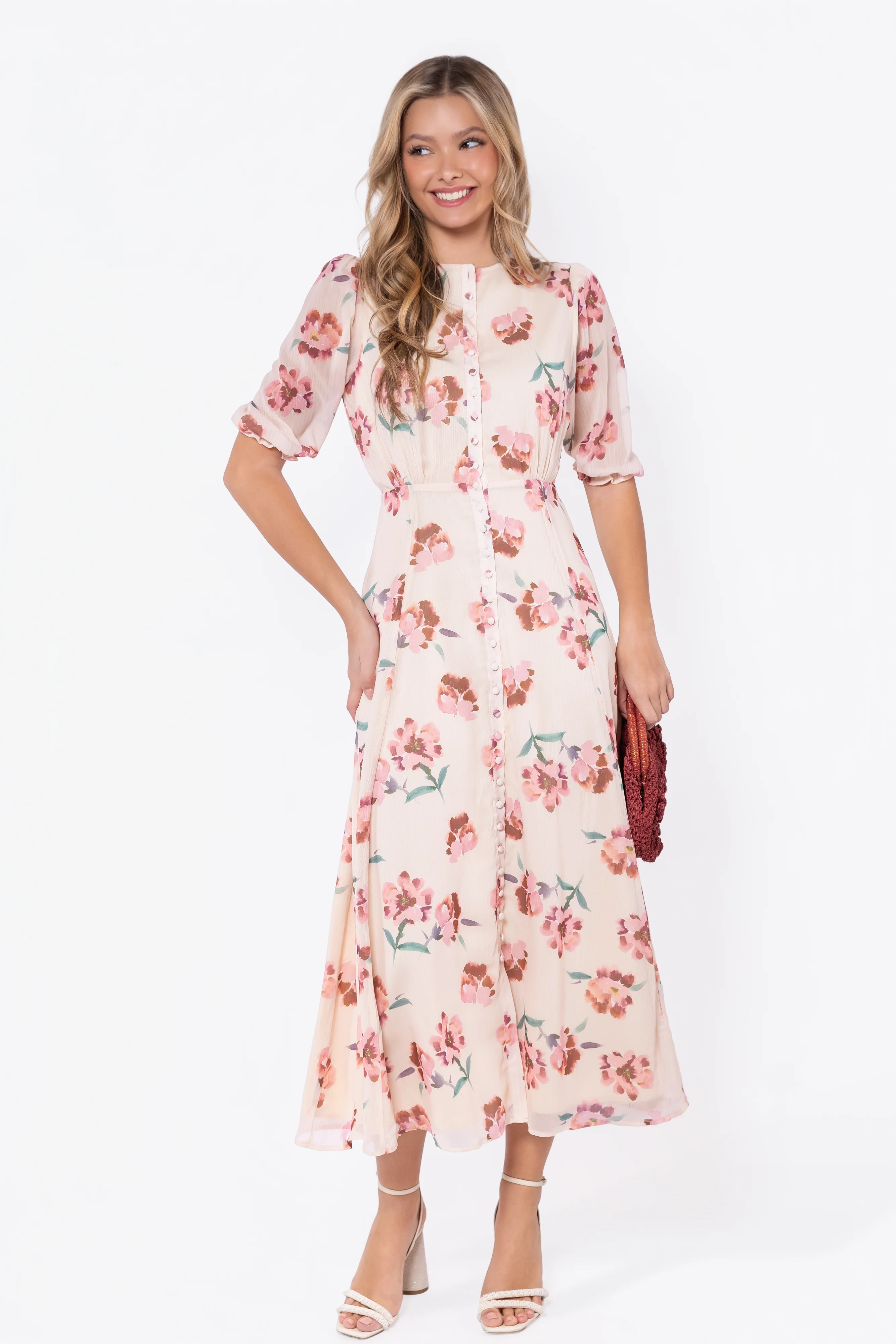 Lana Dress (Beige/Pink) - Image 6
