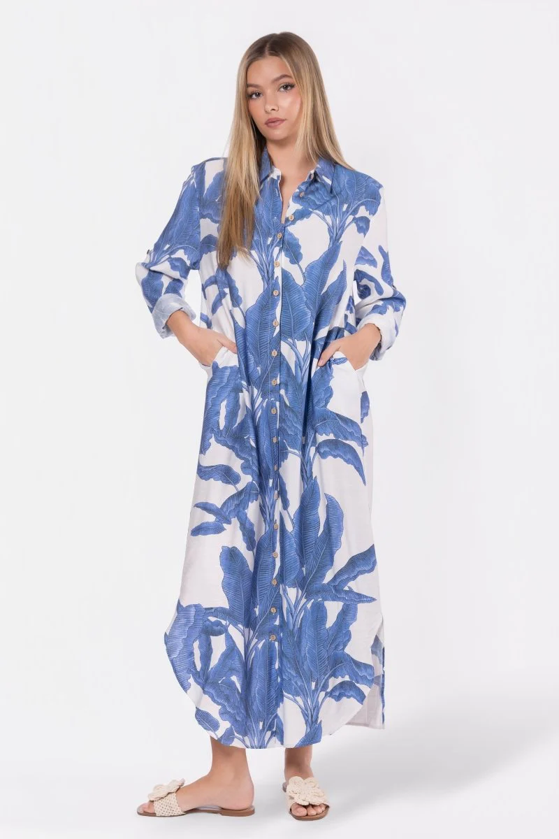 Lindsey Dress (White/Blue)