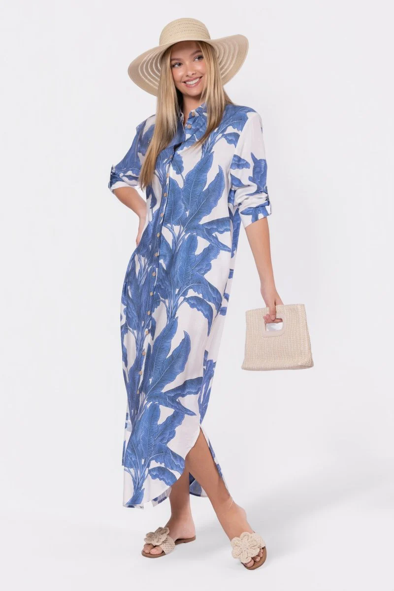 Lindsey Dress (White/Blue) - Image 2