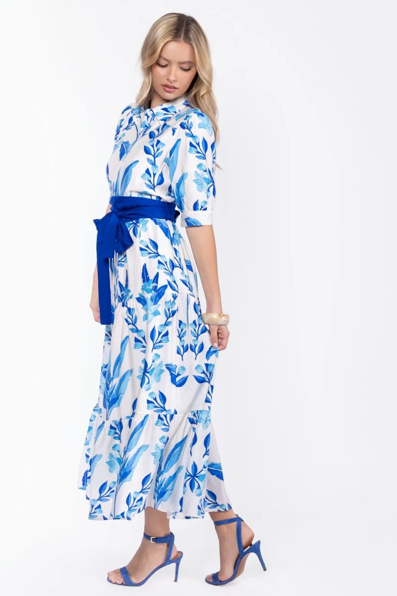 Marie Dress (White/Blue) - Image 3