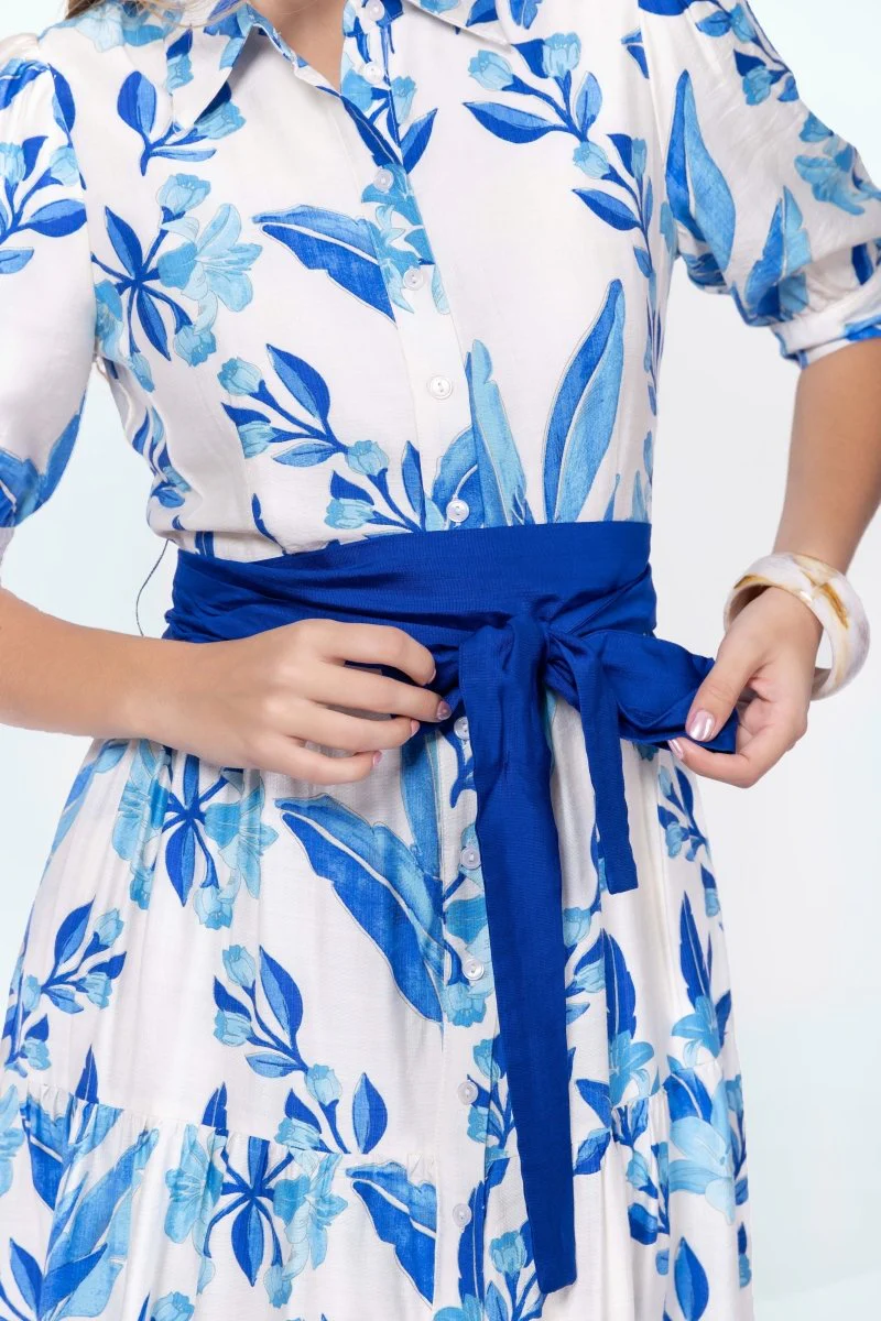 Marie Dress (White/Blue) - Image 5