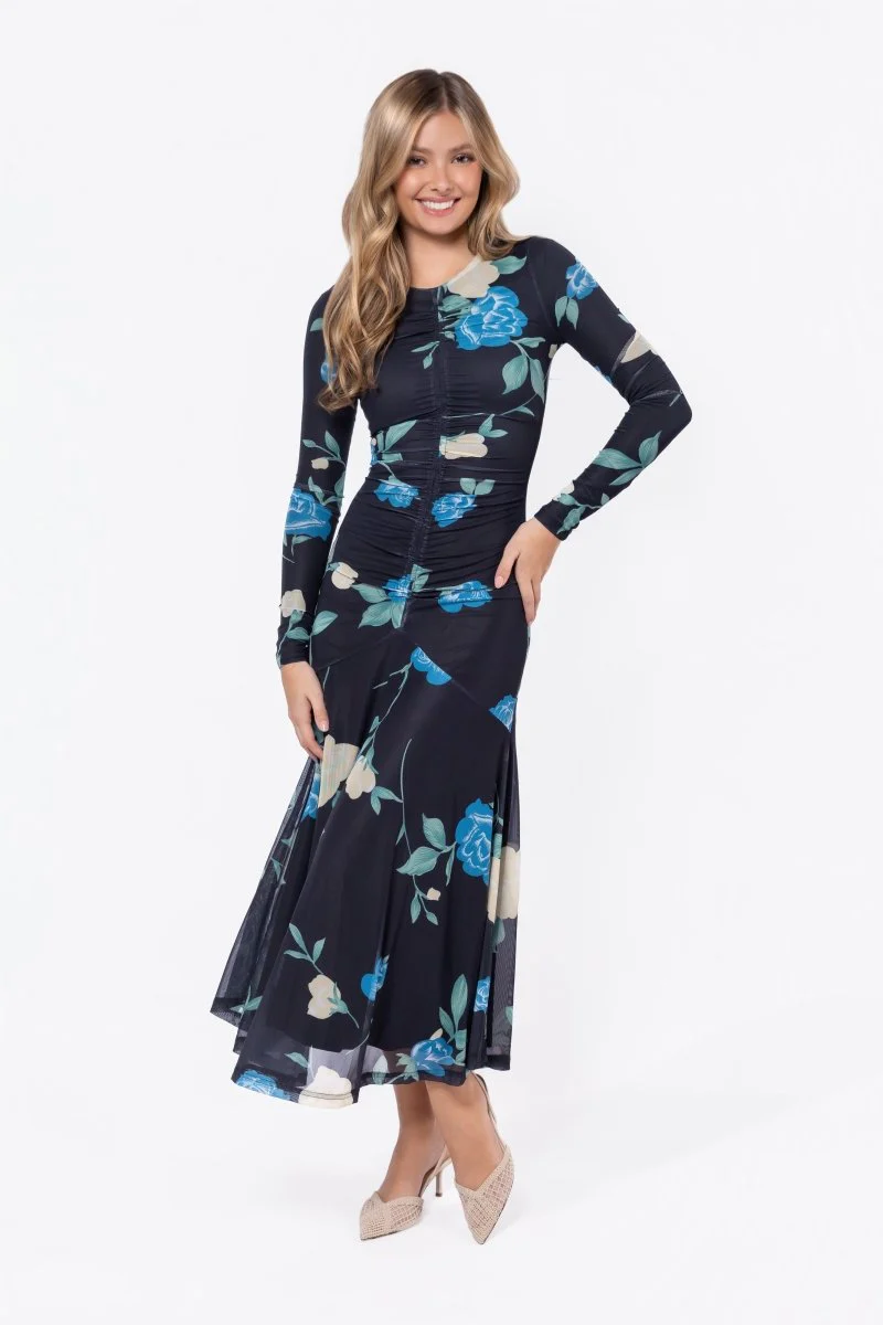 Mariella Dress (Black Flower)