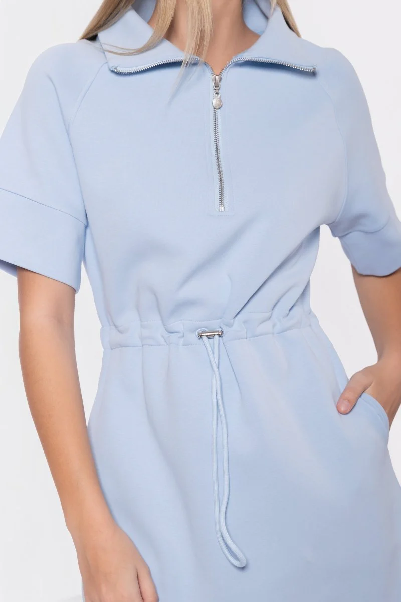 Mina Half Zip Dress Short Sleeve 37" (Baby Blue) - Image 5