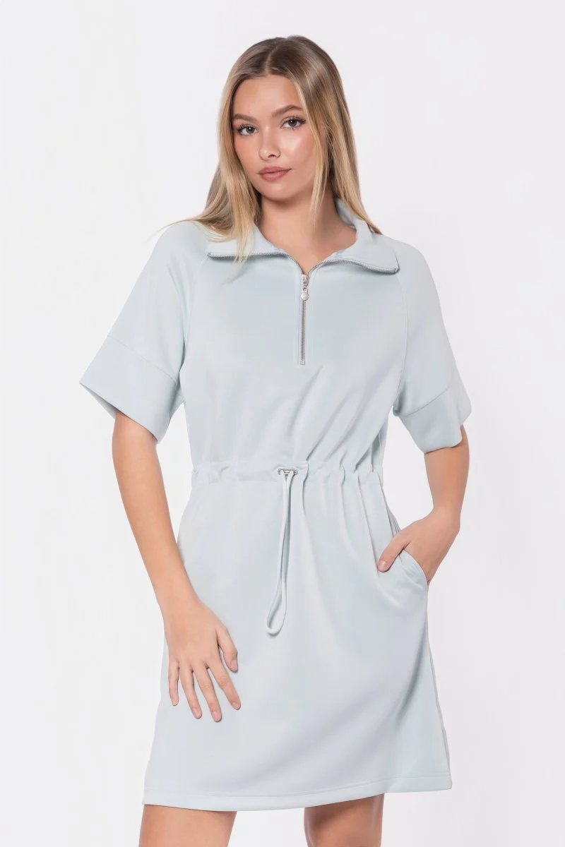 Mina Half Zip Dress Short Sleeve 37" (Mint) - Image 3