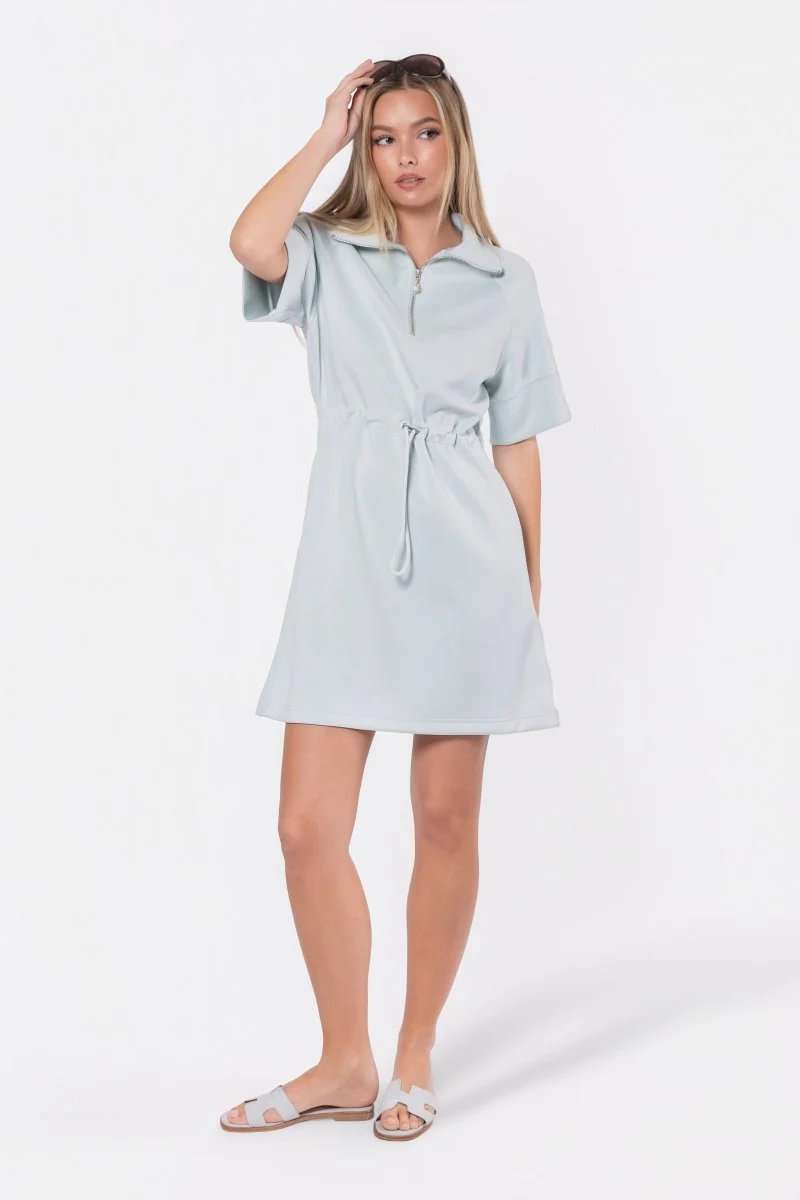 Mina Half Zip Dress Short Sleeve 37" (Mint) - Image 7