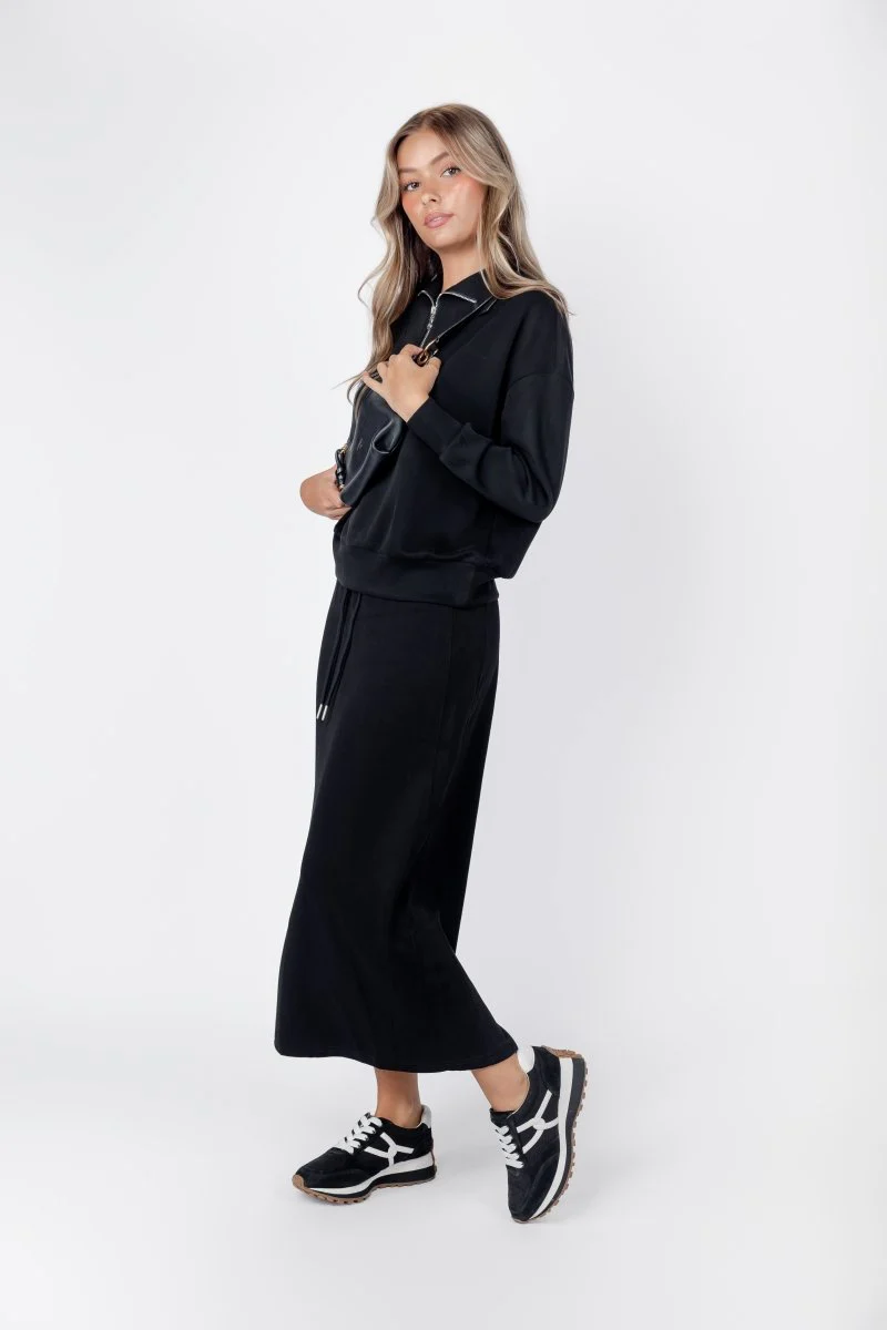 Mina Half Zip Top (Black) - Image 2