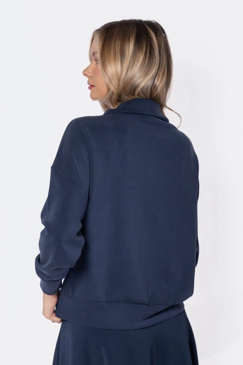 Mina Half Zip Top (Navy) - Image 4