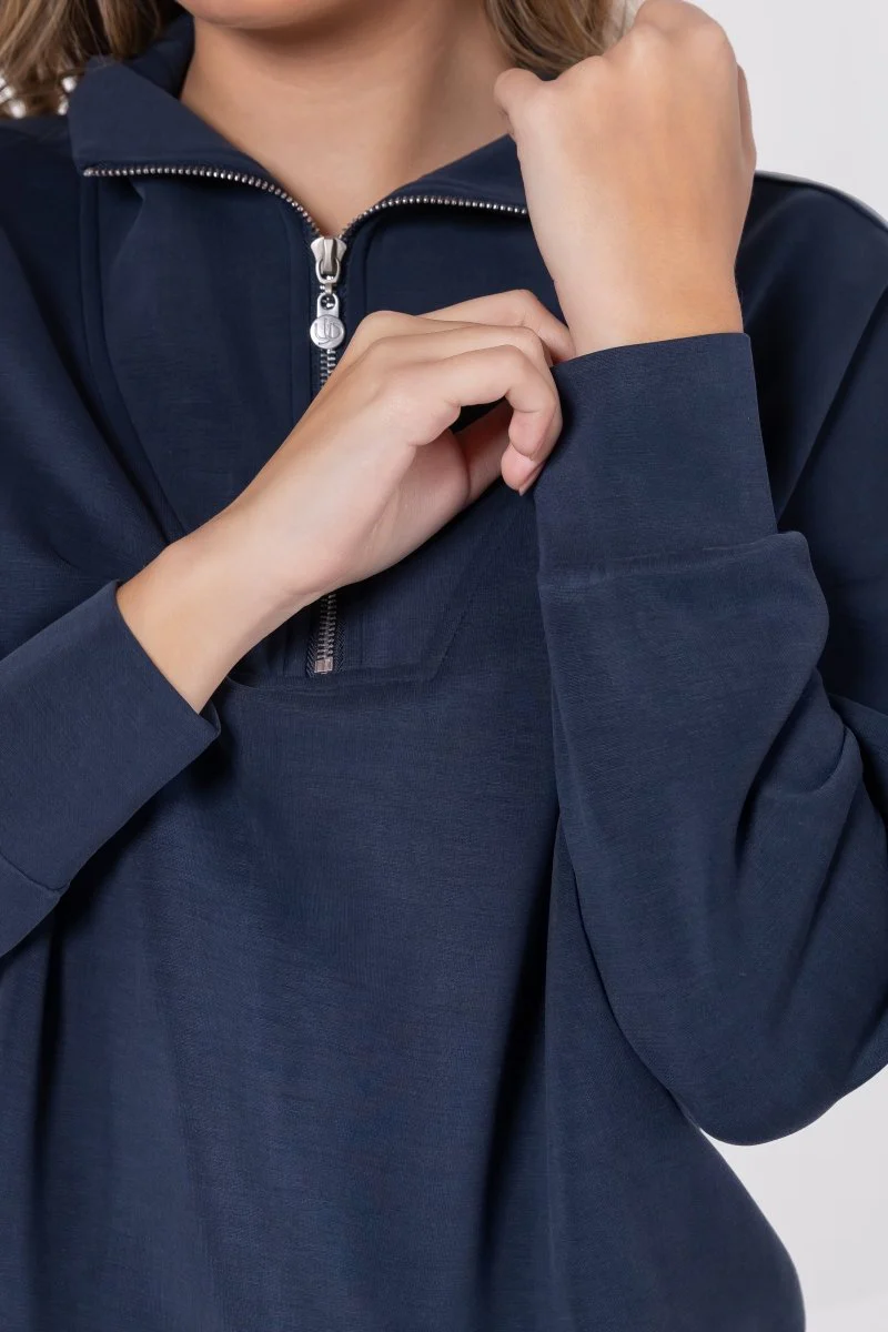 Mina Half Zip Top (Navy) - Image 5