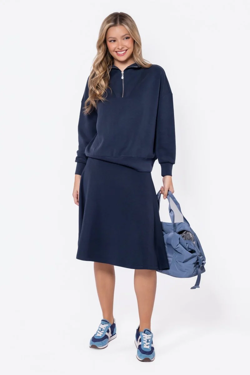 Mina Half Zip Top (Navy) - Image 6