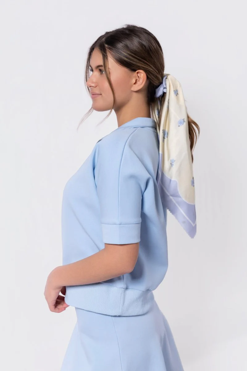 Mina Half Zip Top Short Sleeve (Baby Blue) - Image 3