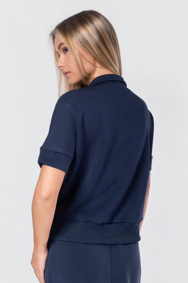 Mina Half Zip Top Short Sleeve (Navy) - Image 4