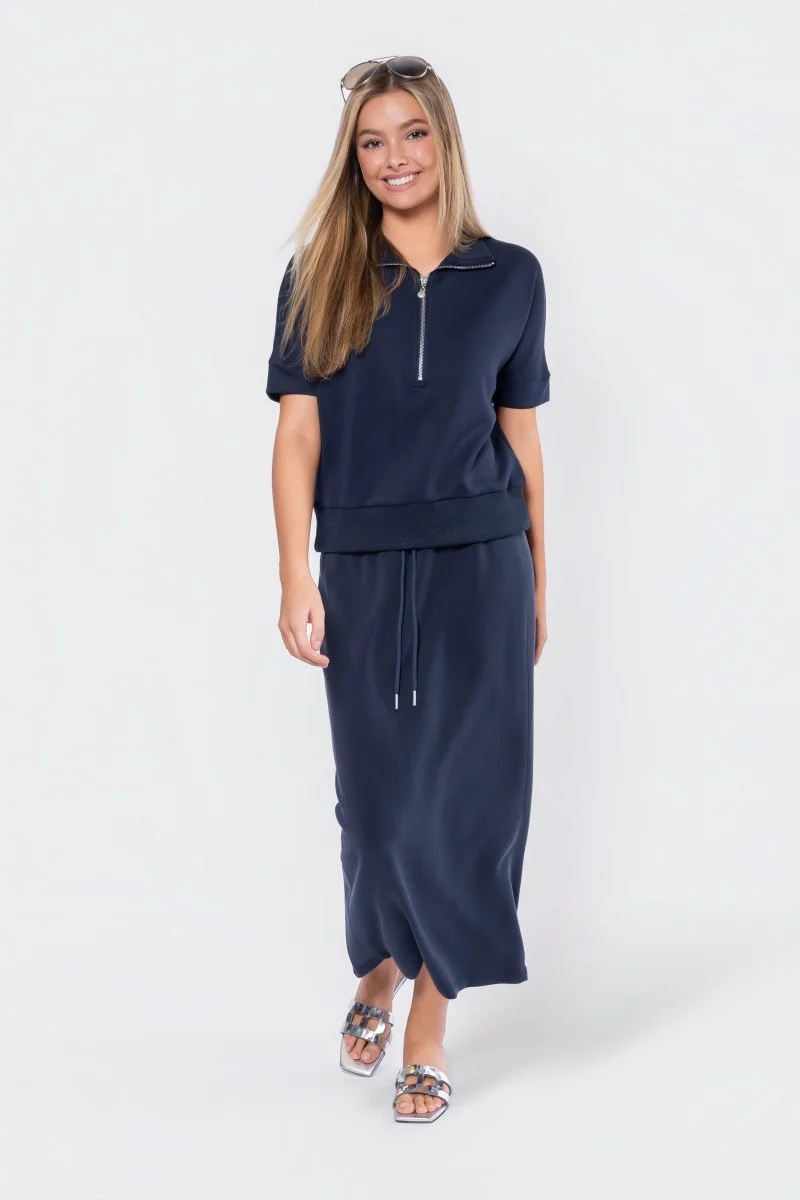Mina Half Zip Top Short Sleeve (Navy) - Image 5