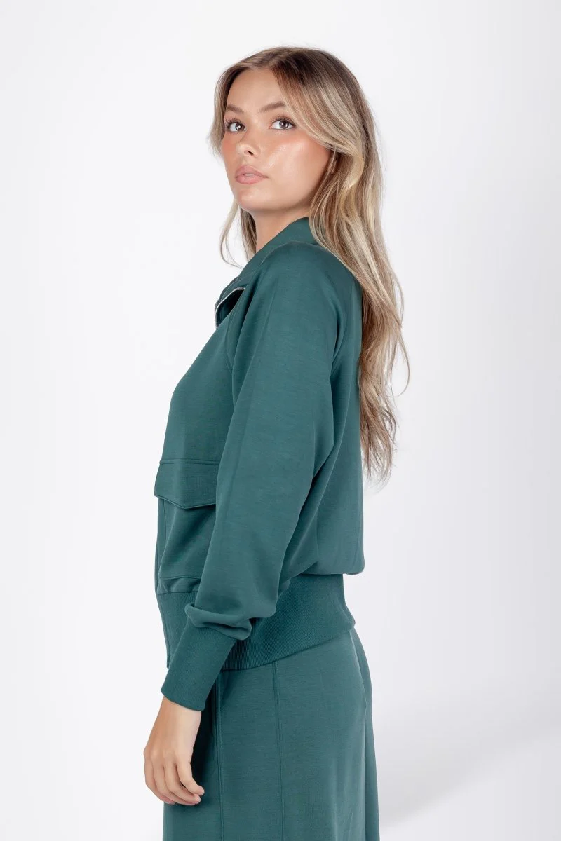 Mina Zip Up Jacket (Dark Green) - Image 4