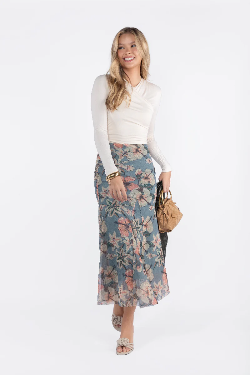 Natalia Skirt (Peach/Grey)