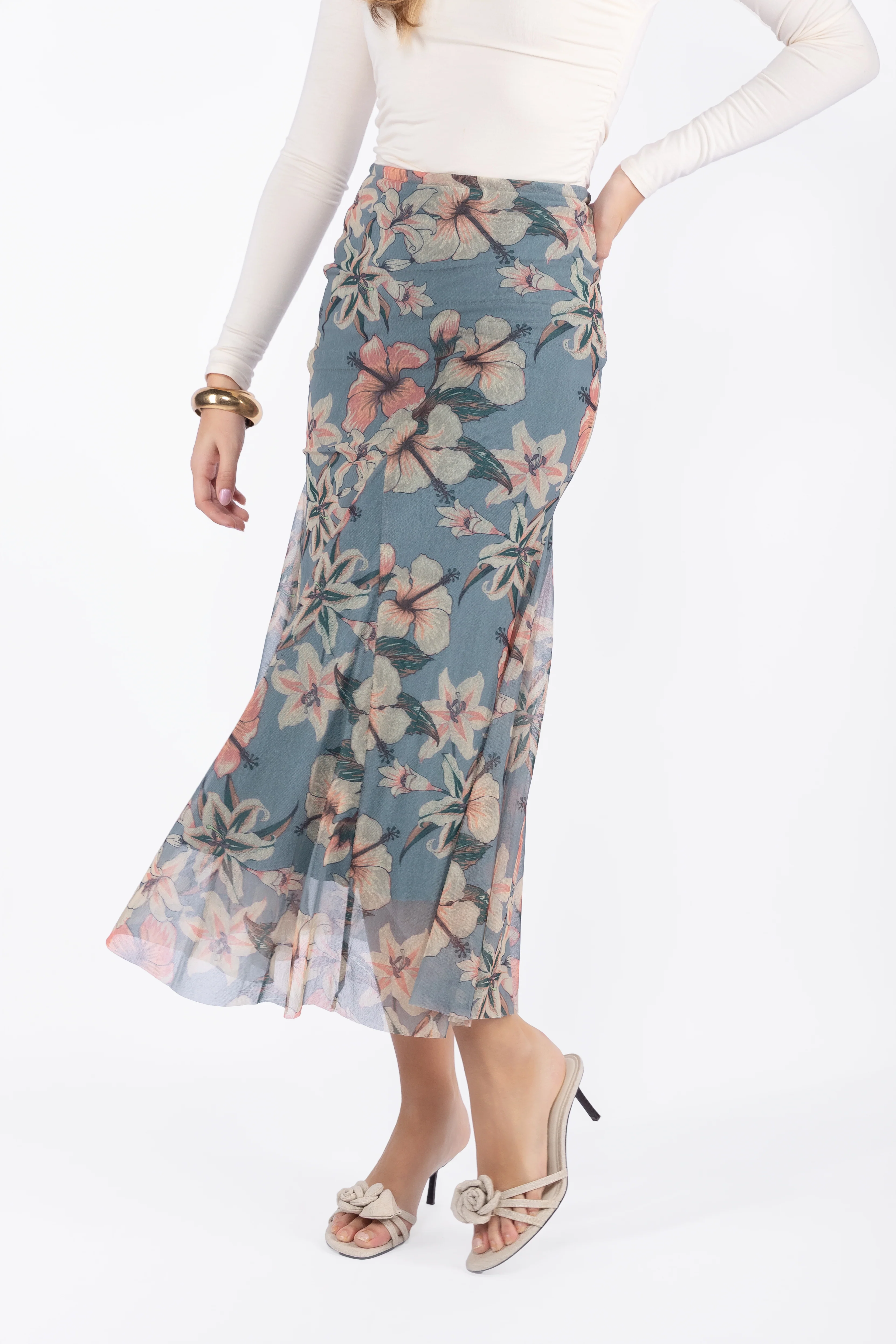 Natalia Skirt (Peach/Grey) - Image 2