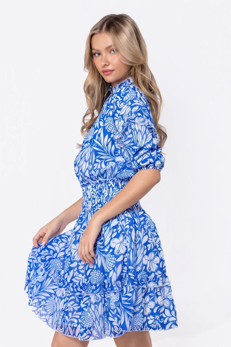 Olivia Dress 39" (Blue Pattern) - Image 3
