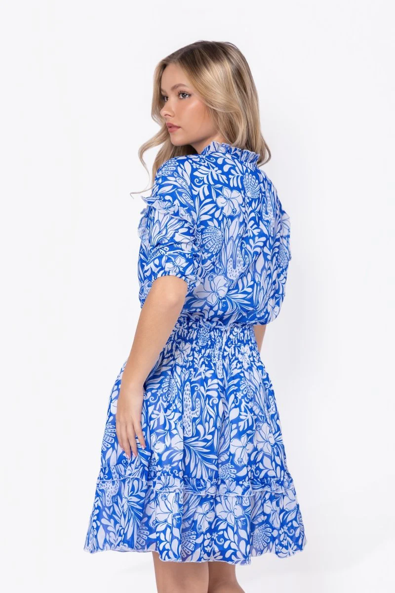 Olivia Dress 39" (Blue Pattern) - Image 4