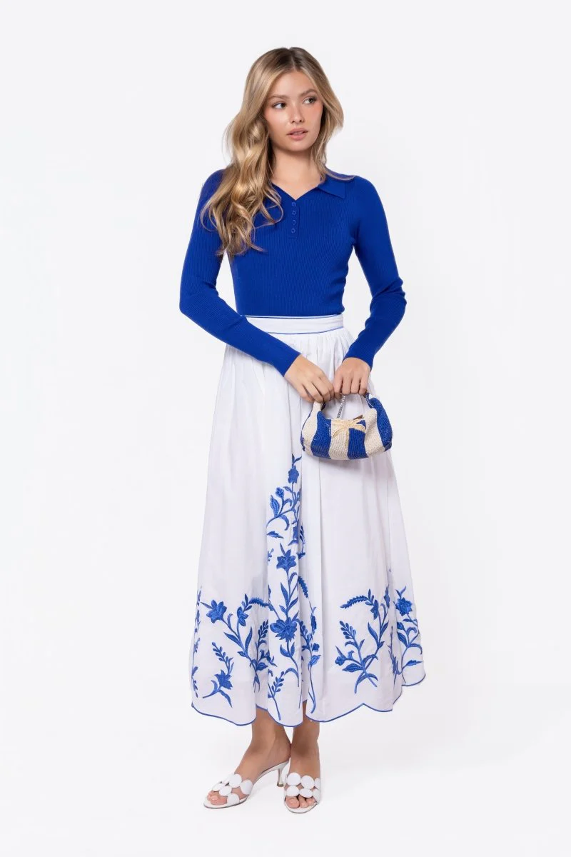 Raya Skirt (White/Blue) - Image 6