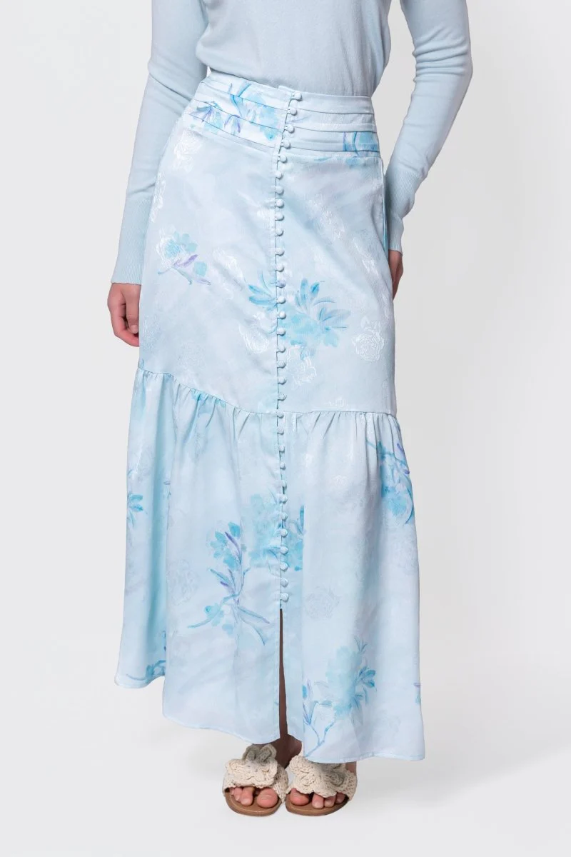 Siena Skirt (Aqua Blue Flower) - Image 2